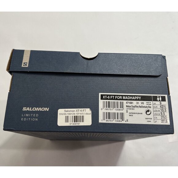 Salomon MadHappy XT-6 FT Sneakers in Nimbus Cloud Fiery Red Kentucky Blue - Picture 4 of 10